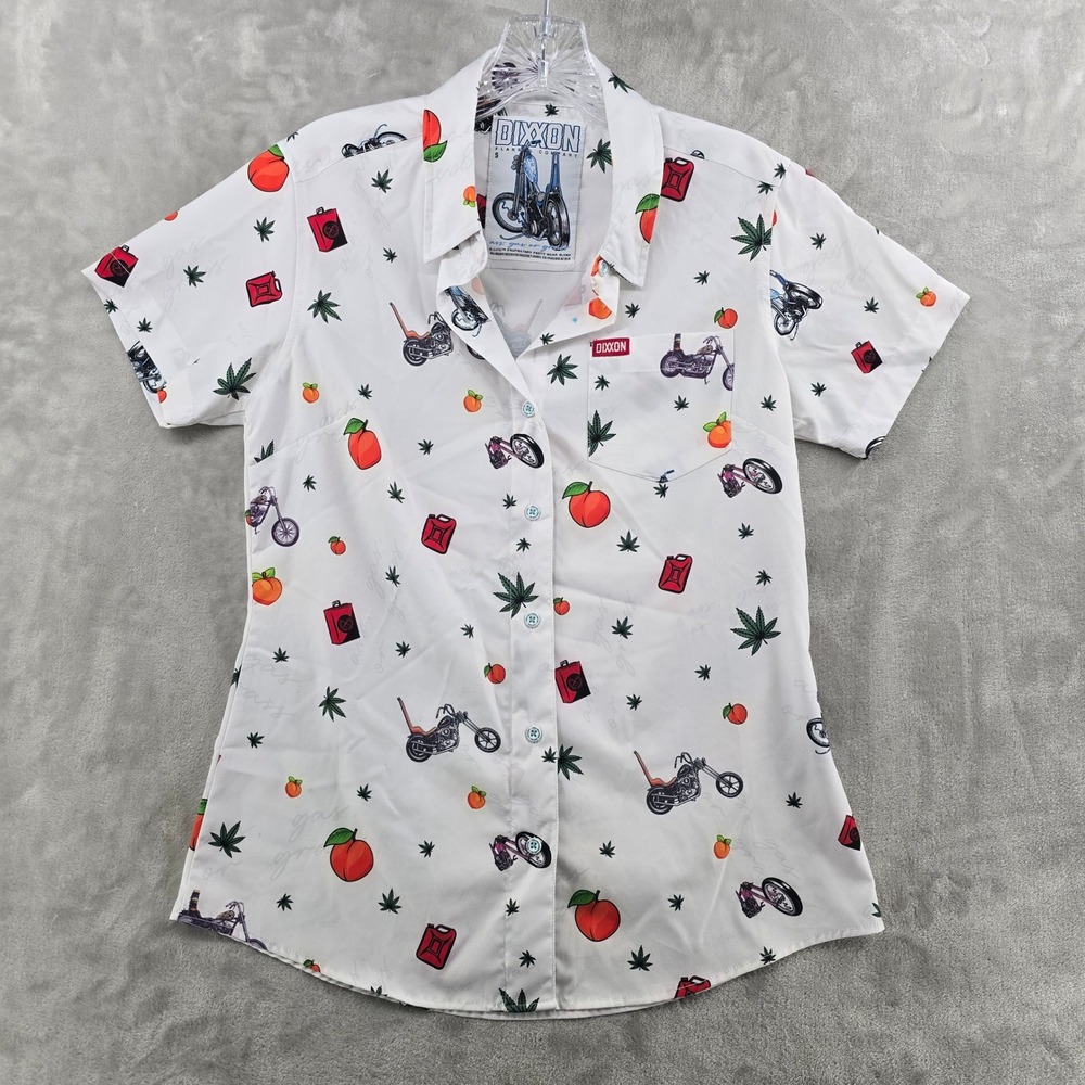 Dixxon Women S Shirt White Free Ride Gas or Grass Motorcycle Button Up